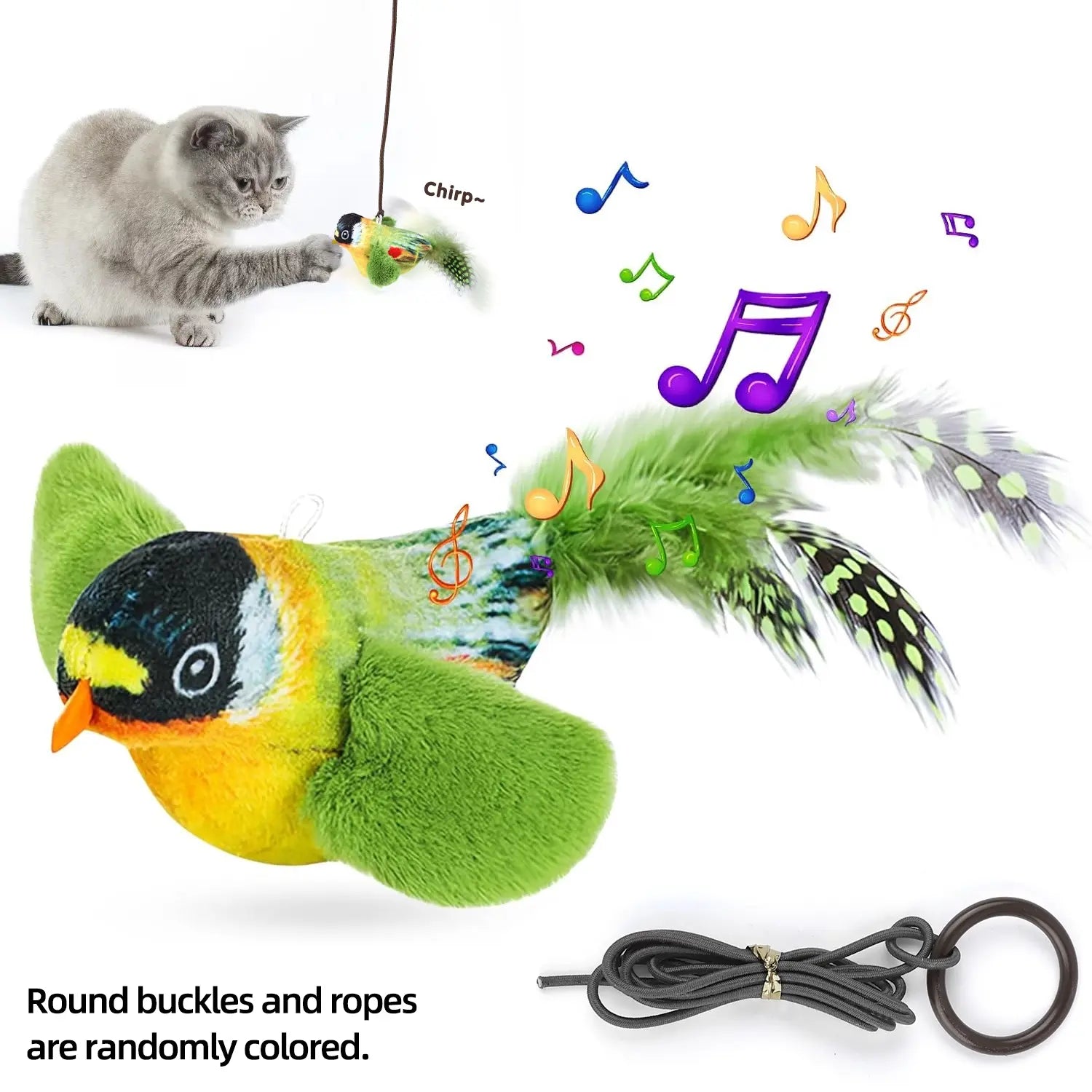 Interactive Cat Toy, Electronic Chirping Bird Cat Toy, Sound & Touch Activated Kitten Teaser with Lifelike Standing Bird Design, Fluffy Feathers, Stress Relief Toy for Indoor Cats, Birthday Gift