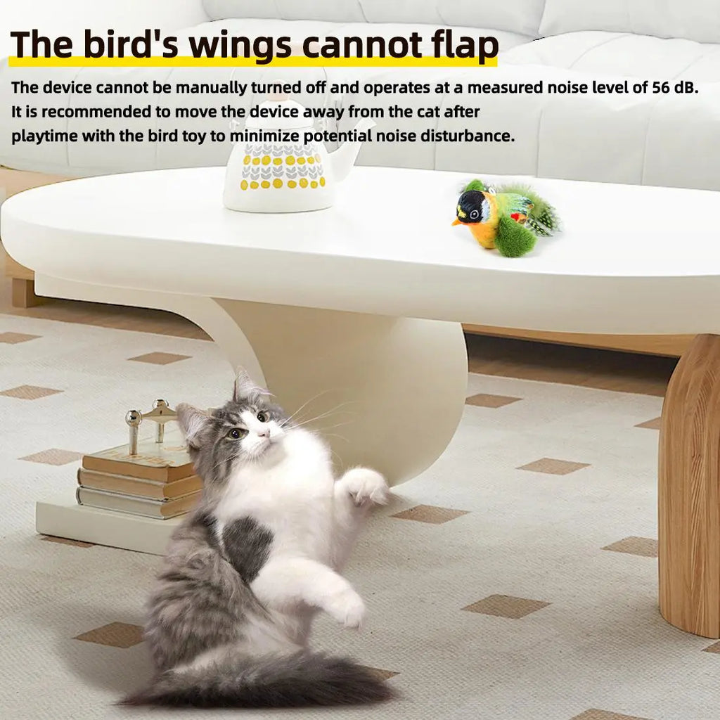 Interactive Cat Toy, Electronic Chirping Bird Cat Toy, Sound & Touch Activated Kitten Teaser with Lifelike Standing Bird Design, Fluffy Feathers, Stress Relief Toy for Indoor Cats, Birthday Gift