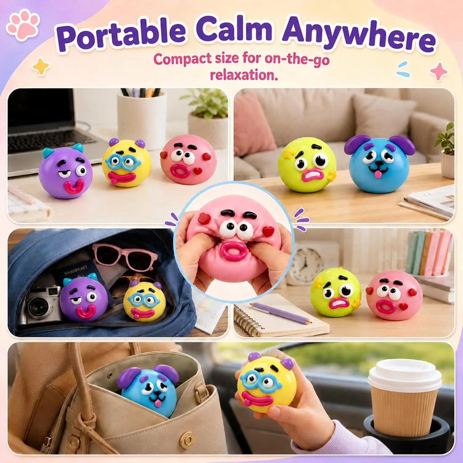 Dog Face Swap Squishy Cute Slow Rise Relaxing Sensory Fidget Relief for Adults Anxiety Relief, Squishies Toys, Relaxation