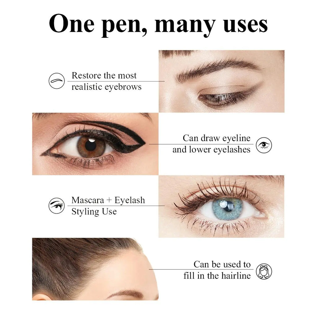 LUXAZA Dual-End Waterproof Brow Pen and Setting Gel, Long-Lasting Micro-Fork Tip Pencil for Natural 3D Eyebrows, Smudge-Proof Cosmetic