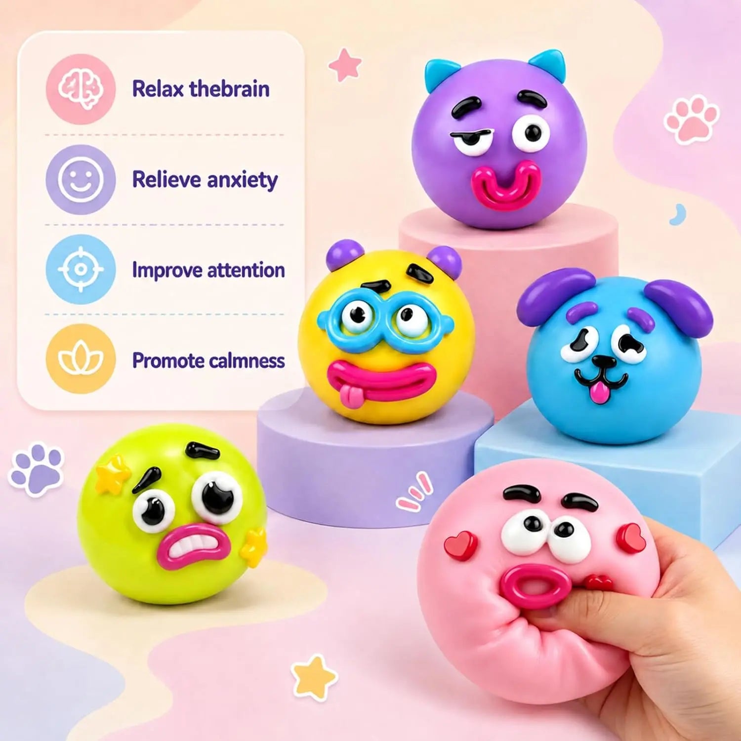 Dog Face Swap Squishy Cute Slow Rise Relaxing Sensory Fidget Relief for Adults Anxiety Relief, Squishies Toys, Relaxation