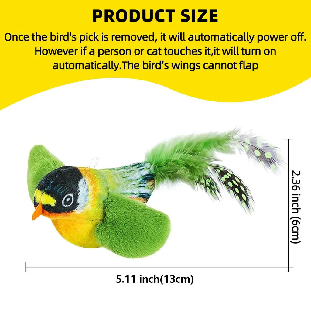 Interactive Cat Toy, Electronic Chirping Bird Cat Toy, Sound & Touch Activated Kitten Teaser with Lifelike Standing Bird Design, Fluffy Feathers, Stress Relief Toy for Indoor Cats, Birthday Gift