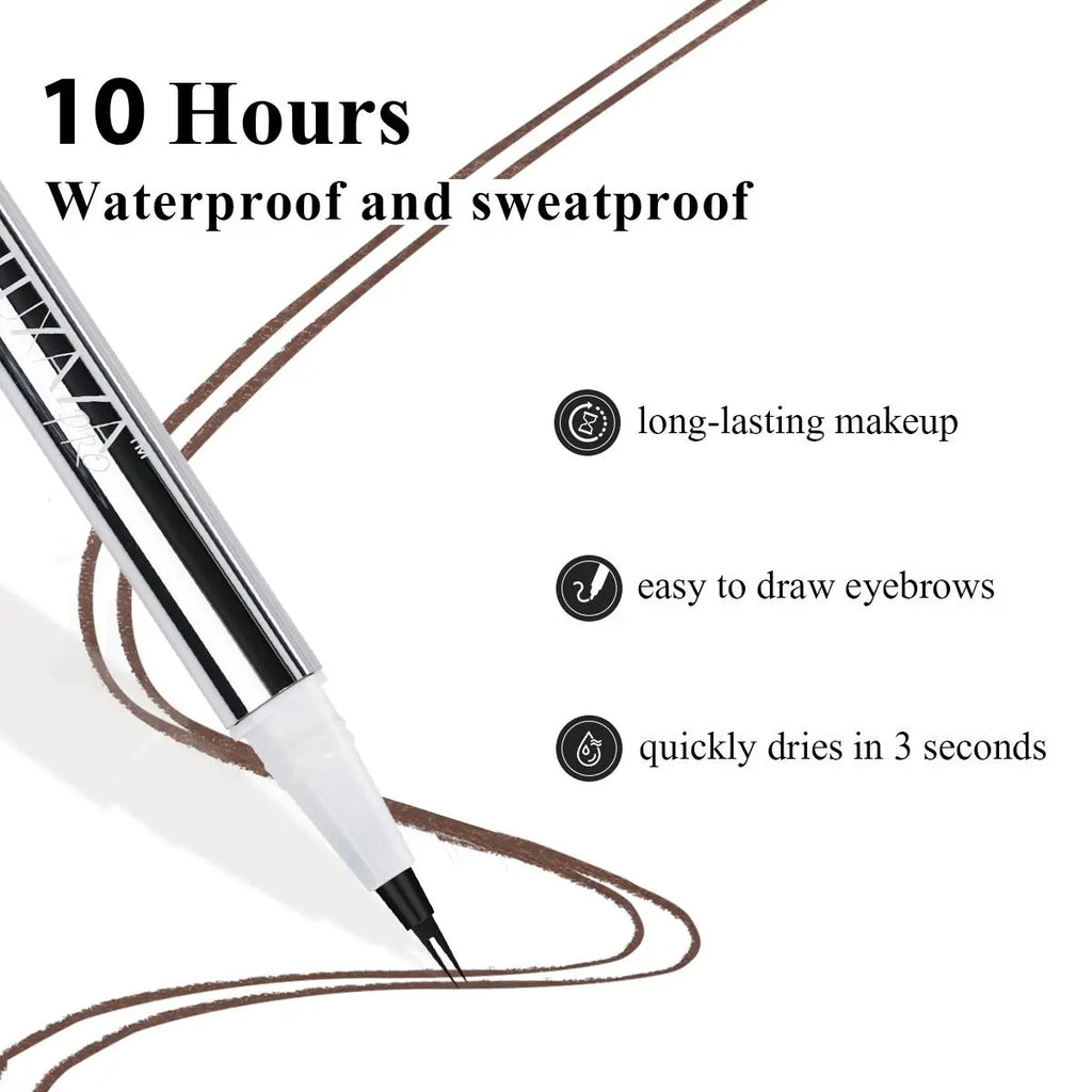 LUXAZA Dual-End Waterproof Brow Pen and Setting Gel, Long-Lasting Micro-Fork Tip Pencil for Natural 3D Eyebrows, Smudge-Proof Cosmetic