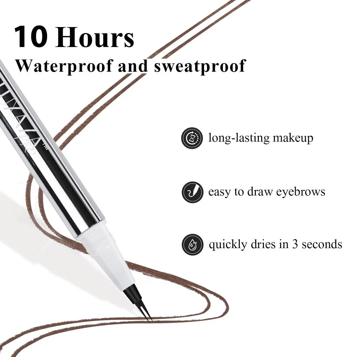 LUXAZA Dual-End Waterproof Brow Pen and Setting Gel, Long-Lasting Micro-Fork Tip Pencil for Natural 3D Eyebrows, Smudge-Proof Cosmetic