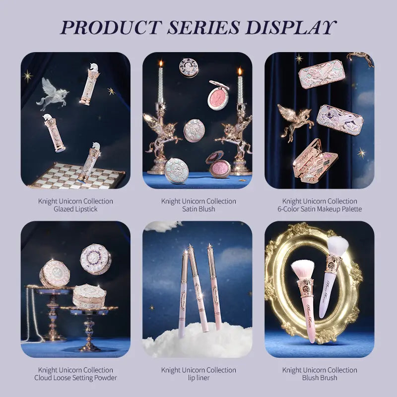 Flower Knows Celestial Bloom Set, 9 Items from Knight Unicorn Collection, Full Face Set with Eyeshadow, Lipstick, Blush, Mirror and Makeup Tools