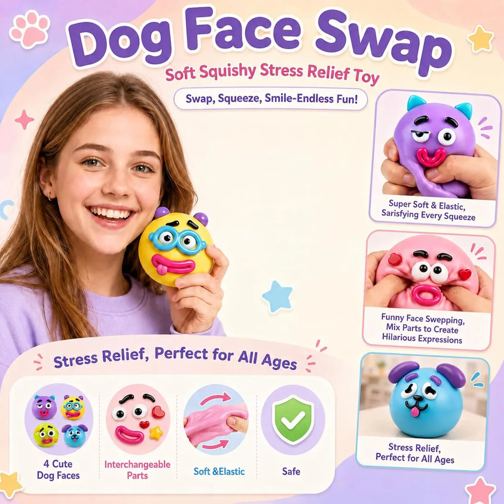 Dog Face Swap Squishy Cute Slow Rise Relaxing Sensory Fidget Relief for Adults Anxiety Relief, Squishies Toys, Relaxation